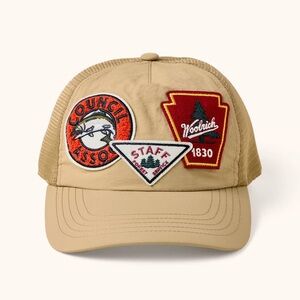 Woolrich Beige Trucker Hat with Embroidered Patches